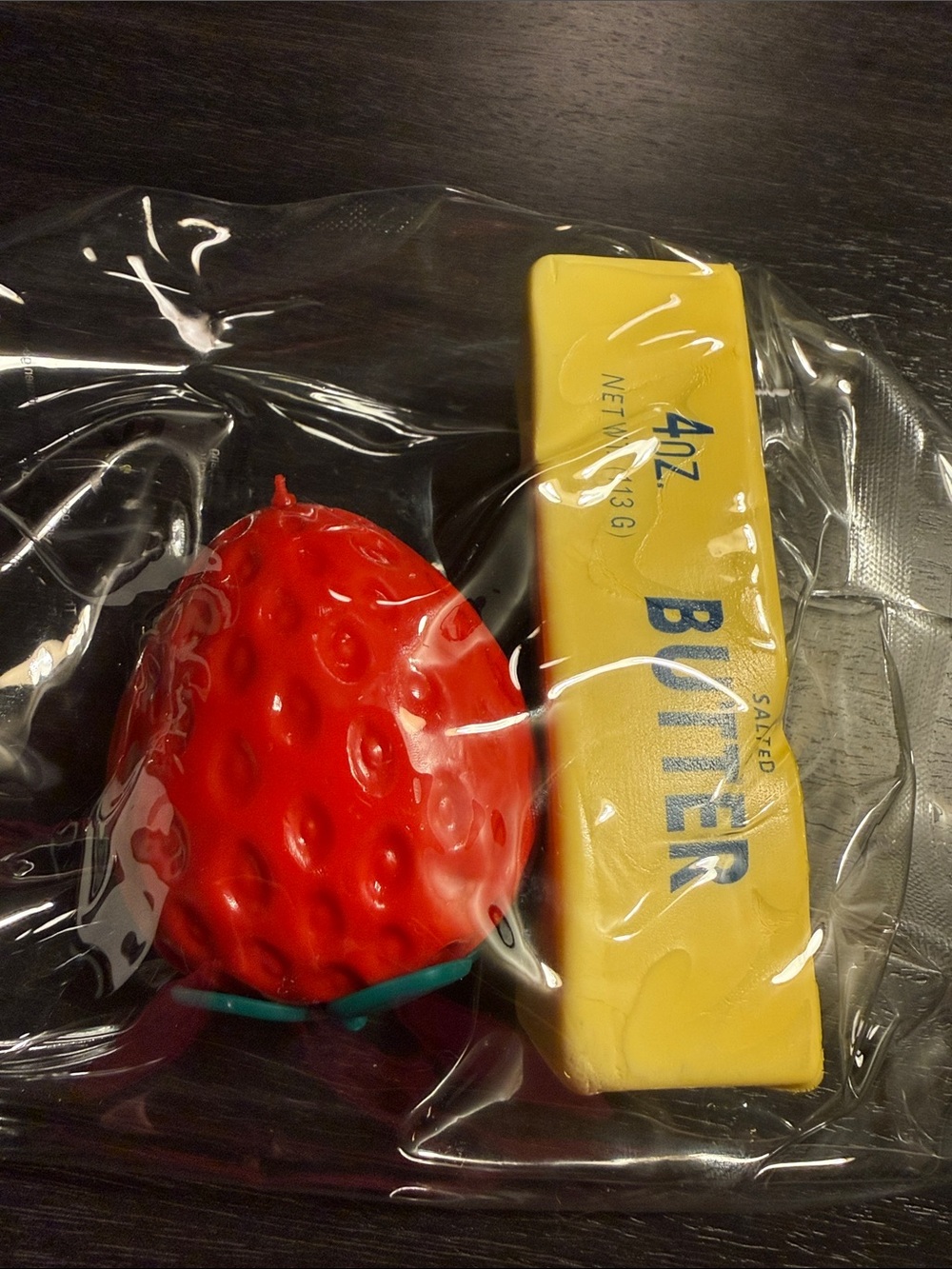 Viral Yellow Butter Stick & Red Strawberry Squishy Duo